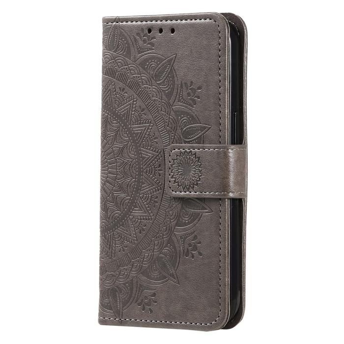 Bild 5,  Sony Xperia 1 VII Fodral Mandala Läder Grå