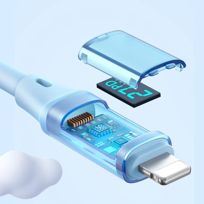 Bild 2, MCDODO Mcdodo 36W 1.2m PD USB-C - Lightning LED Silikon Kabel Blå