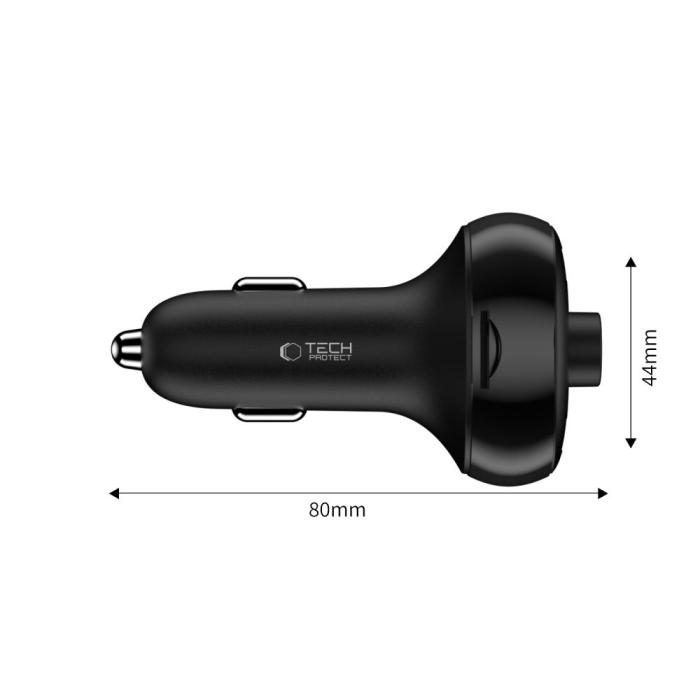 Bild 3, Tech-Protect Tech-Protect 72W PD USB-C / USB-A Billaddare Med Bluetooth FM Sändare