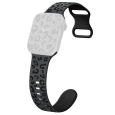  Apple Watch 38/40/41/42 Klockarmband Leopard Gr&aring;/Svart