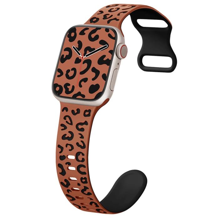 Bild 2,  Apple Watch 38/40/41/42 Klockarmband Leopard Brun/Svart