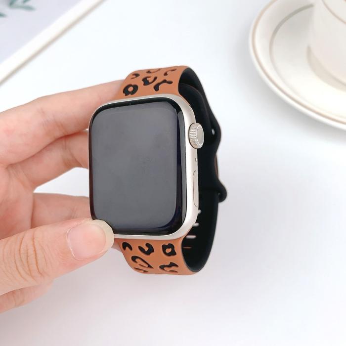 Bild 3,  Apple Watch 38/40/41/42 Klockarmband Leopard Brun/Svart