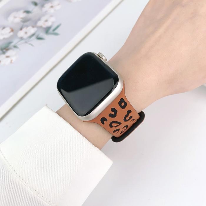 Bild 4,  Apple Watch 38/40/41/42 Klockarmband Leopard Brun/Svart