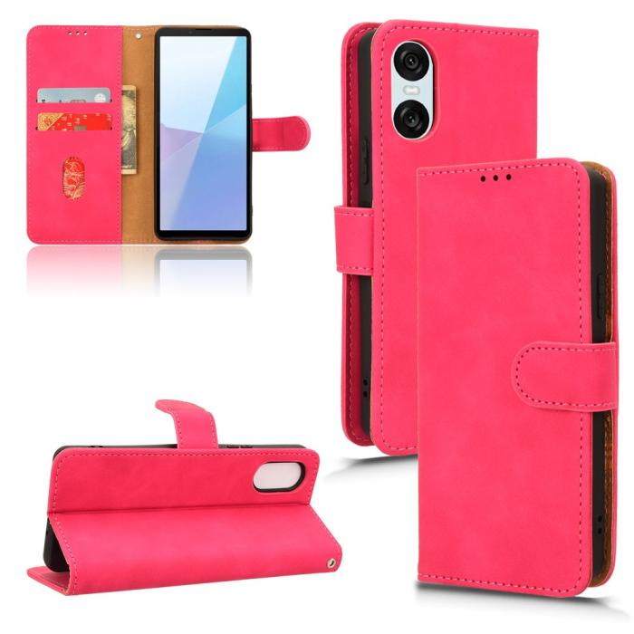 Bild 5,  Sony Xperia 10 VI Fodral Skin Touch Läder Fodral Rosa