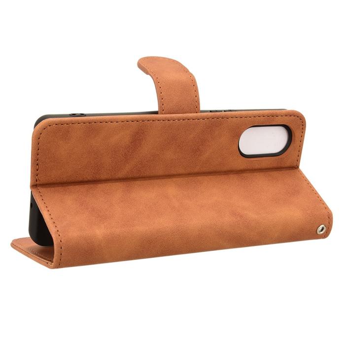 Bild 3,  Sony Xperia 10 VI Fodral Skin Touch Läder Fodral Brun