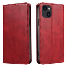  iPhone 15 Plus Fodral Flip L&auml;der R&ouml;d