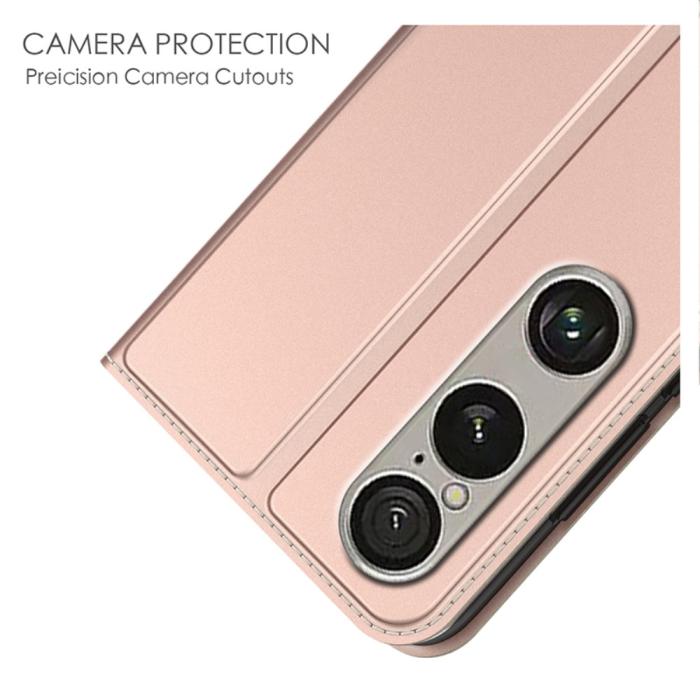 Bild 5,  Sony Xperia 1 VII Fodral Flip Läder Roséguld
