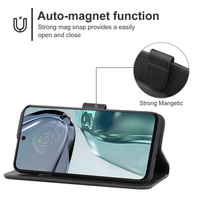 Bild 4,  Motorola Moto G62 5G Fodral Solid Läder Svart