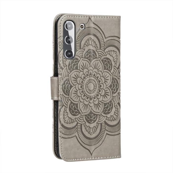 Bild 3,  Samsung Galaxy S21 - Mandala Läder Fodral - Grå