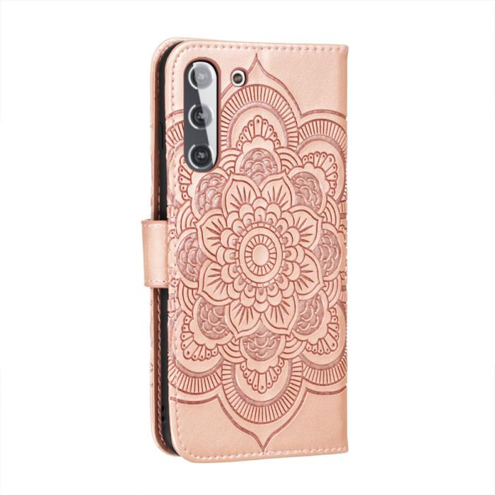 Bild 3,  Samsung Galaxy S21 - Mandala Läder Fodral - Roséguld