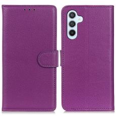  Galaxy S25 Plus / S24 Plus Fodral Litchi L&auml;der Lila