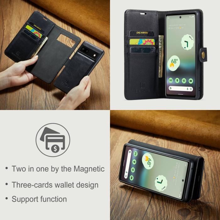 Bild 6, DG.MING DG.MING Google Pixel 6A 2in1 Magnet Fodral / Skal Svart