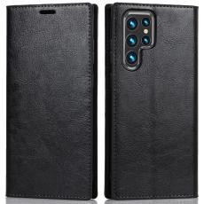  Samsung Galaxy S22 Ultra Fodral Flip &Auml;kta L&auml;der Svart