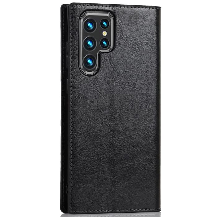 Bild 3,  Samsung Galaxy S22 Ultra Fodral Flip Äkta Läder Svart