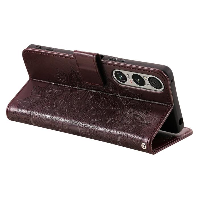 Bild 4,  Sony Xperia 1 VII Fodral Mandala Läder Brun