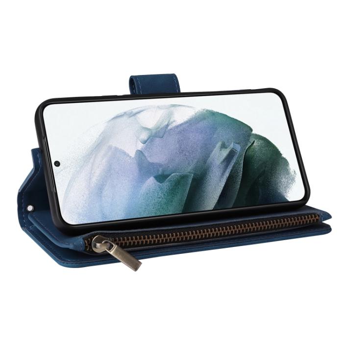 Bild 6,  Samsung Galaxy S22 Fodral Multifunktionell Läder Blå