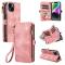  iPhone 15 Plus Fodral RFID Multifunktionell Flerkort Rosa