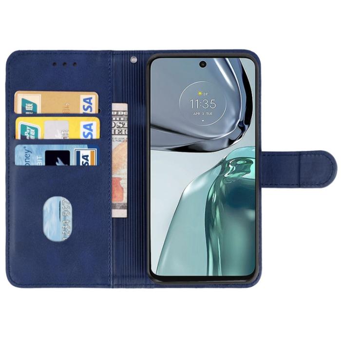 Bild 3,  Motorola Moto G62 5G Fodral Solid Läder Blå
