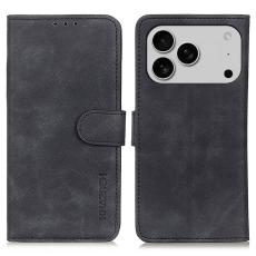 KHAZNEH KHAZNEH iPhone 17 Pro Fodral Retro L&auml;der Svart