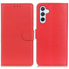  Galaxy S25 Plus / S24 Plus Fodral Litchi L&auml;der R&ouml;d
