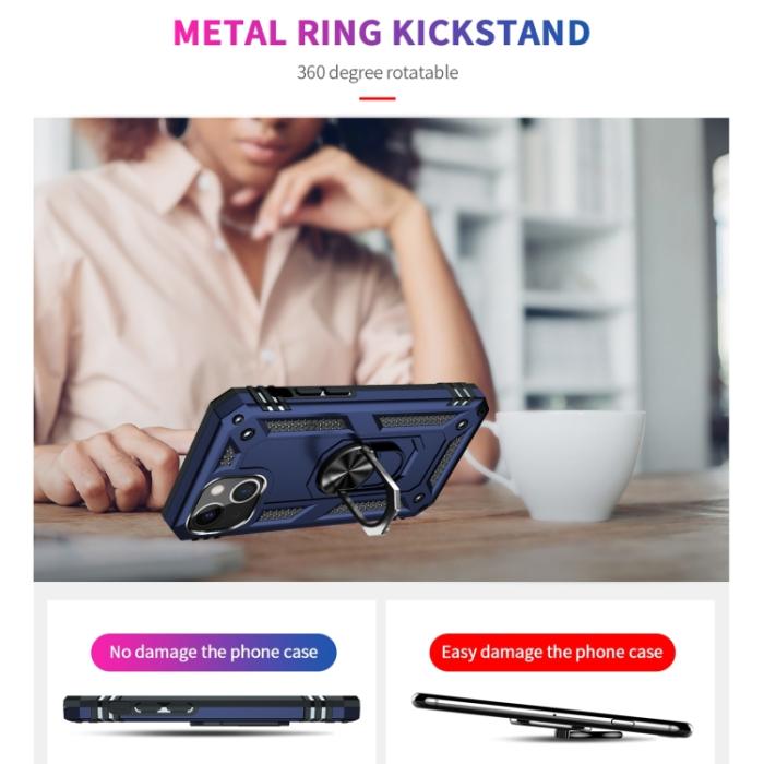 Bild 3,  iPhone 14 Plus Skal Shockproof Ring Blå