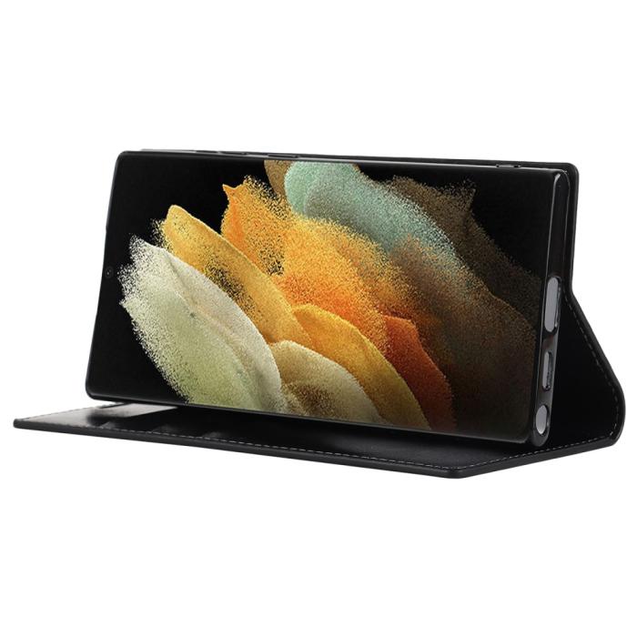 Bild 4,  Samsung Galaxy S22 Ultra Fodral Flip Äkta Läder Svart