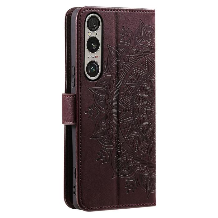 Bild 6,  Sony Xperia 1 VII Fodral Mandala Läder Brun
