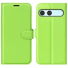  Sony Xperia 10 VII Fodral Litchi L&auml;der Gr&ouml;n
