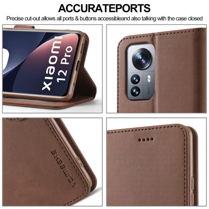 Bild 5, LC.IMEEKE LC.IMEEKE Xiaomi 12 Fodral Läder Brun
