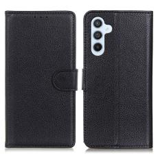  Samsung Galaxy A17 / A26 Fodral Litchi L&auml;der Svart