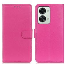  OnePlus Nord 2T 5G Fodral Litchi L&auml;der Rosa