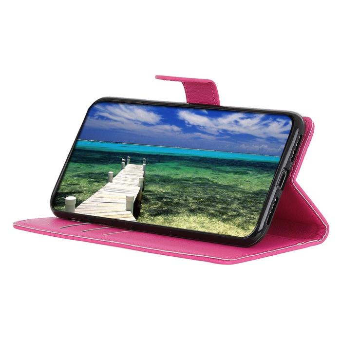 Bild 2,  OnePlus Nord 2T 5G Fodral Litchi Läder Rosa