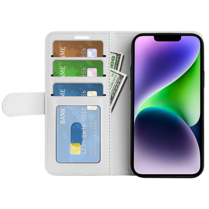 Bild 2,  iPhone 15 Plus Fodral Crazy Horse Läder Vit