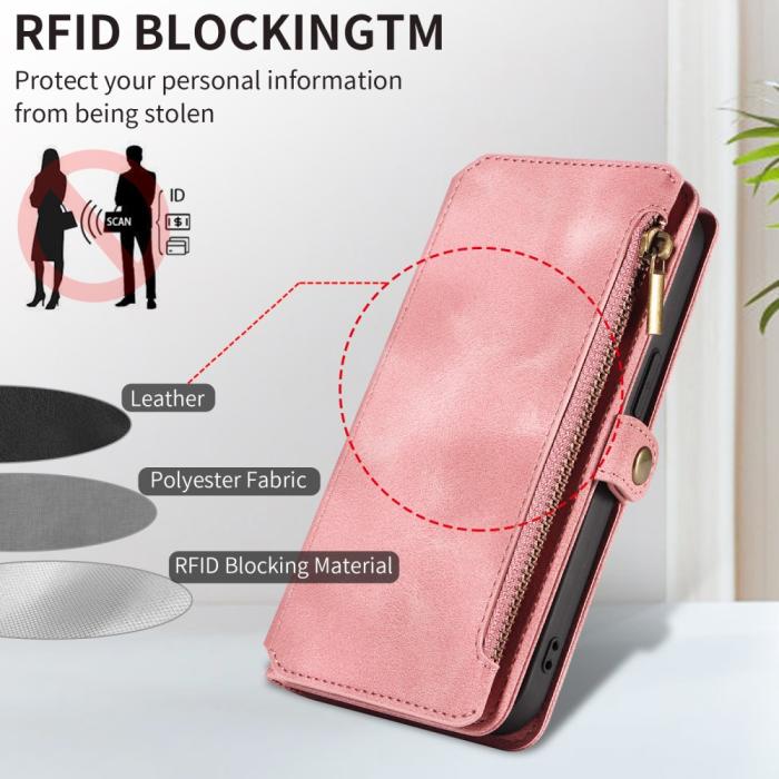 Bild 6,  iPhone 15 Plus Fodral RFID Multifunktionell Flerkort Rosa