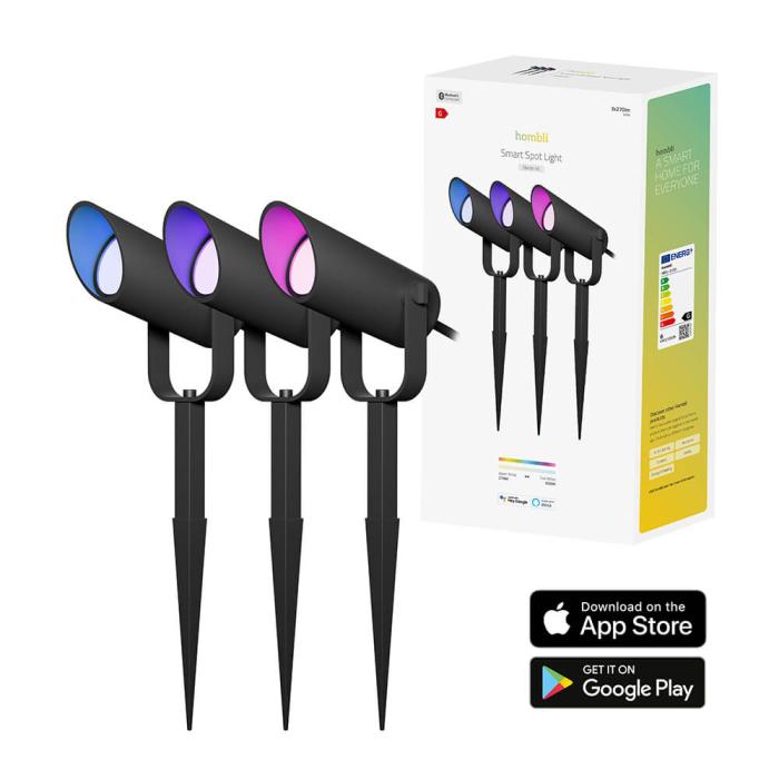 Bild 3, Hombli Hombli Smart Utomhus Spotlight 3-pack RGB CCT Svart