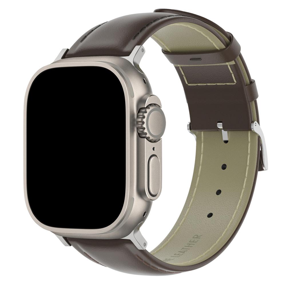 ColorPop Äkta Läder Armband Apple Watch 42/44/45/46/49 mm Mörk Brun