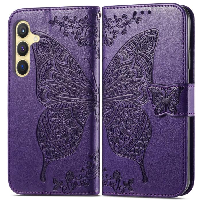 Bild 2,  Samsung Galaxy S25 Plus Fodral Med Fjäril Tryck Mörk Lila