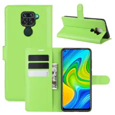  Xiaomi Redmi Note 9 - Litchi Pl&aring;nboksfodral - Gr&ouml;n