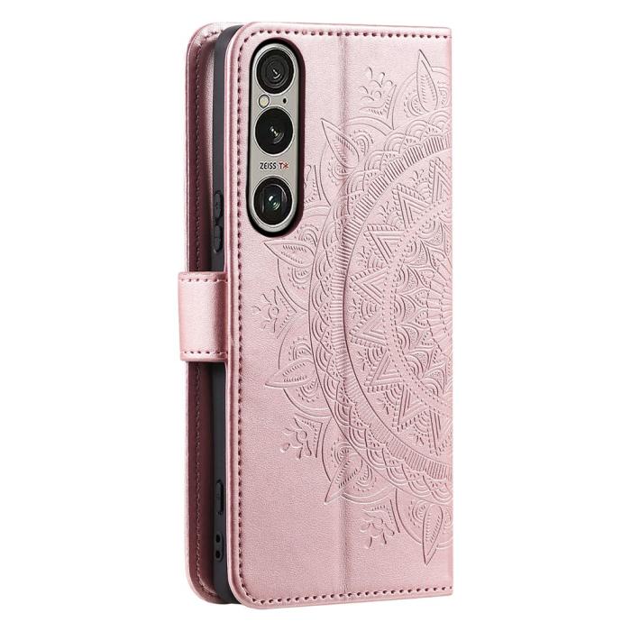 Bild 6,  Sony Xperia 1 VII Fodral Mandala Läder Roséguld