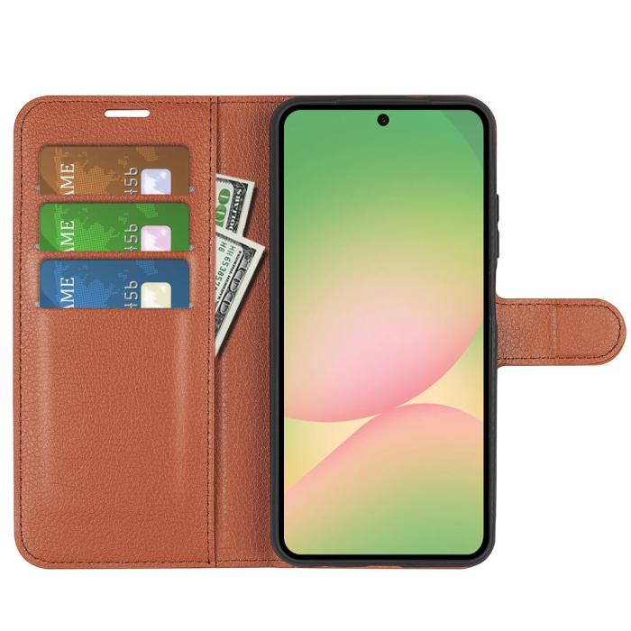 Bild 2,  Samsung Galaxy A57 5G Fodral Litchi Läder Brun