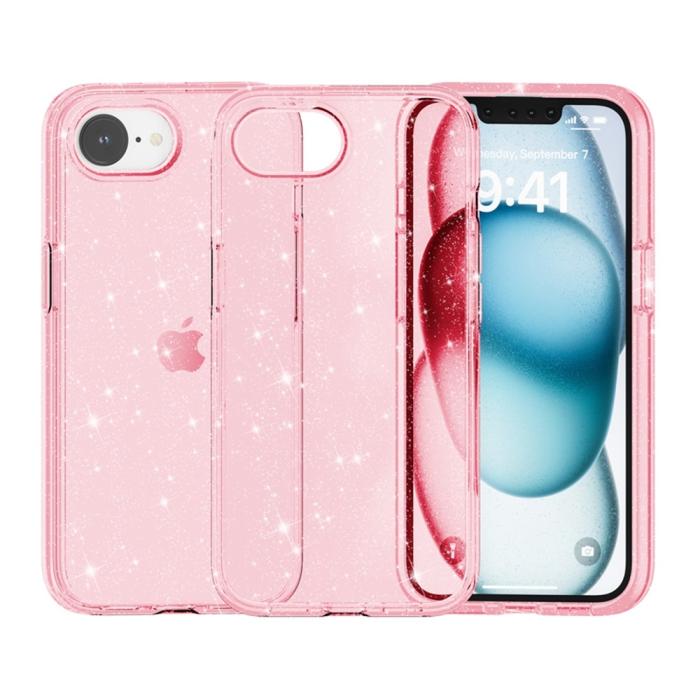 Bild 6,  iPhone 17e / 16e Skal Glitter Shockproof Rosa