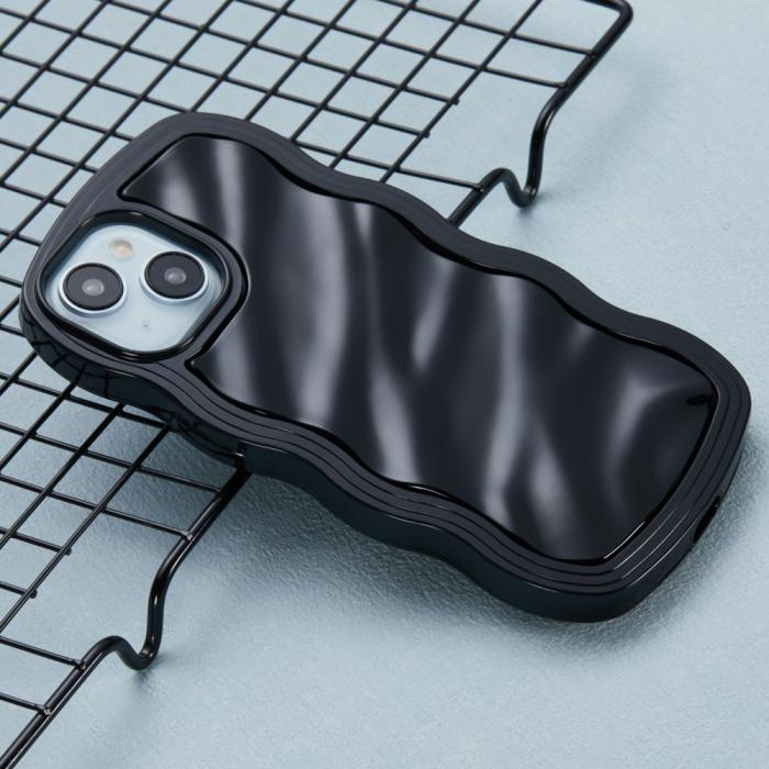 Bild 3,  iPhone 15 Mobilskal Wavy Textur Svart