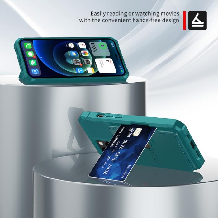 Bild 2,  iPhone 14 Skal Med Magnetiskt Plånbok Cyan