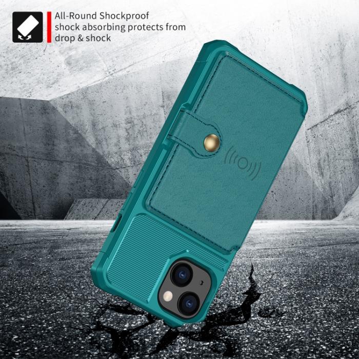 Bild 3,  iPhone 14 Skal Med Magnetiskt Plånbok Cyan