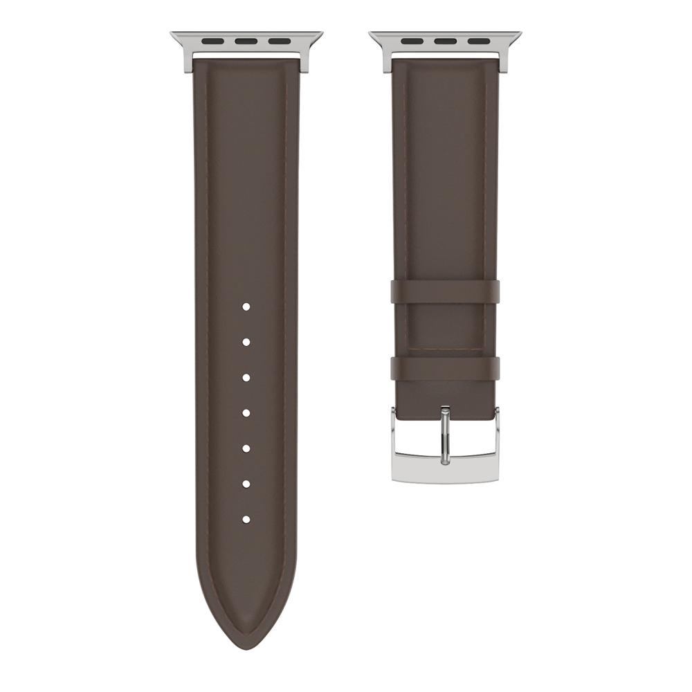 ColorPop Äkta Läder Armband Apple Watch 42/44/45/46/49 mm Mörk Brun