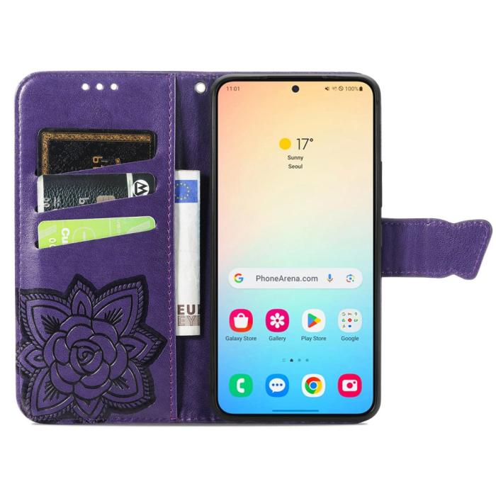 Bild 3,  Samsung Galaxy S25 Plus Fodral Med Fjäril Tryck Mörk Lila