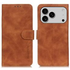 KHAZNEH KHAZNEH iPhone 17 Pro Fodral Retro L&auml;der Brun