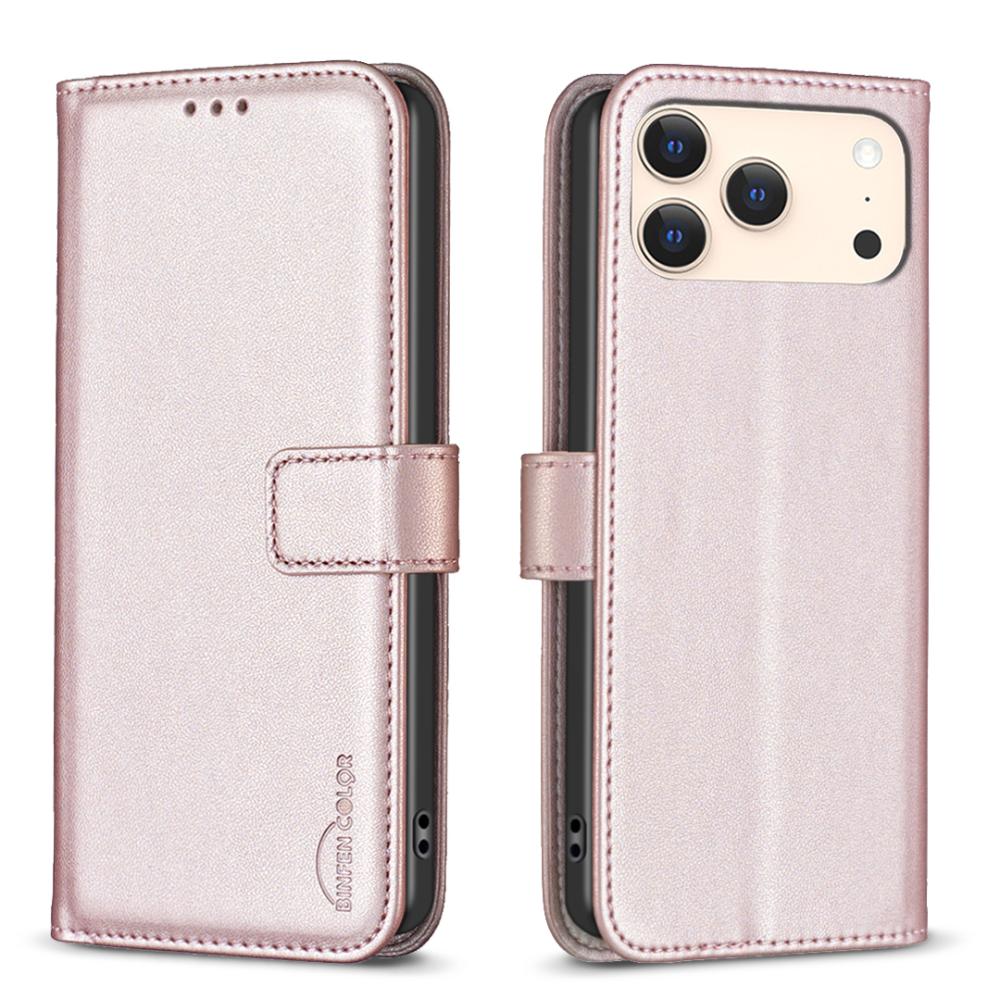 BINFEN BINFEN iPhone 17 Pro Fodral Läder Roséguld