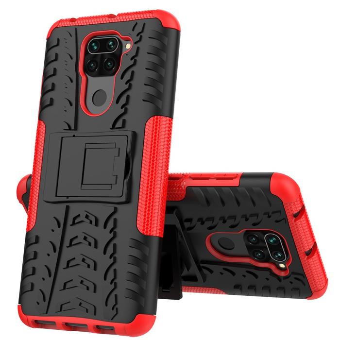 Bild 3,  Xiaomi Redmi Note 9 - Ultimata Stöttåliga Skalet med Stöd - Röd