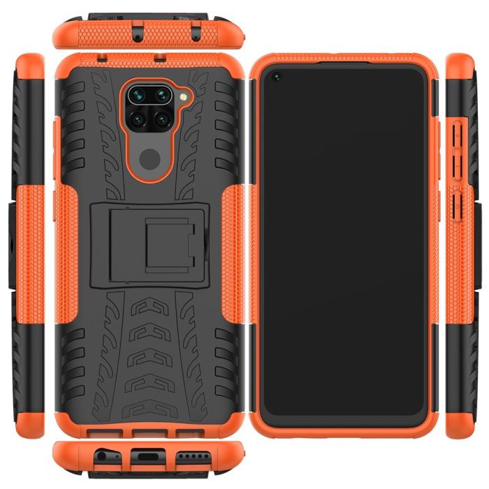 Bild 2,  Xiaomi Redmi Note 9 - Ultimata Stöttåliga Skalet med Stöd - Orange